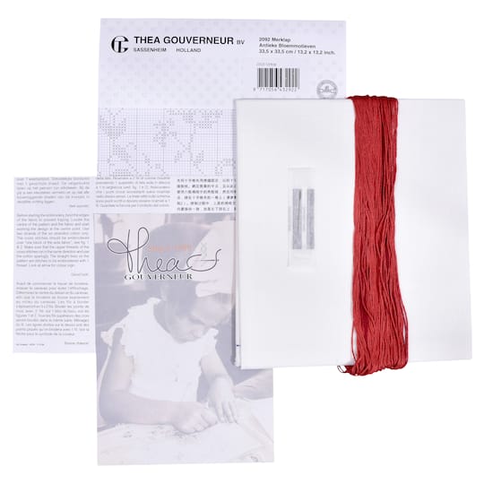 Thea Gouverneur Since 1959® Antique Red Flower Sampler Counted Cross Stitch Kit